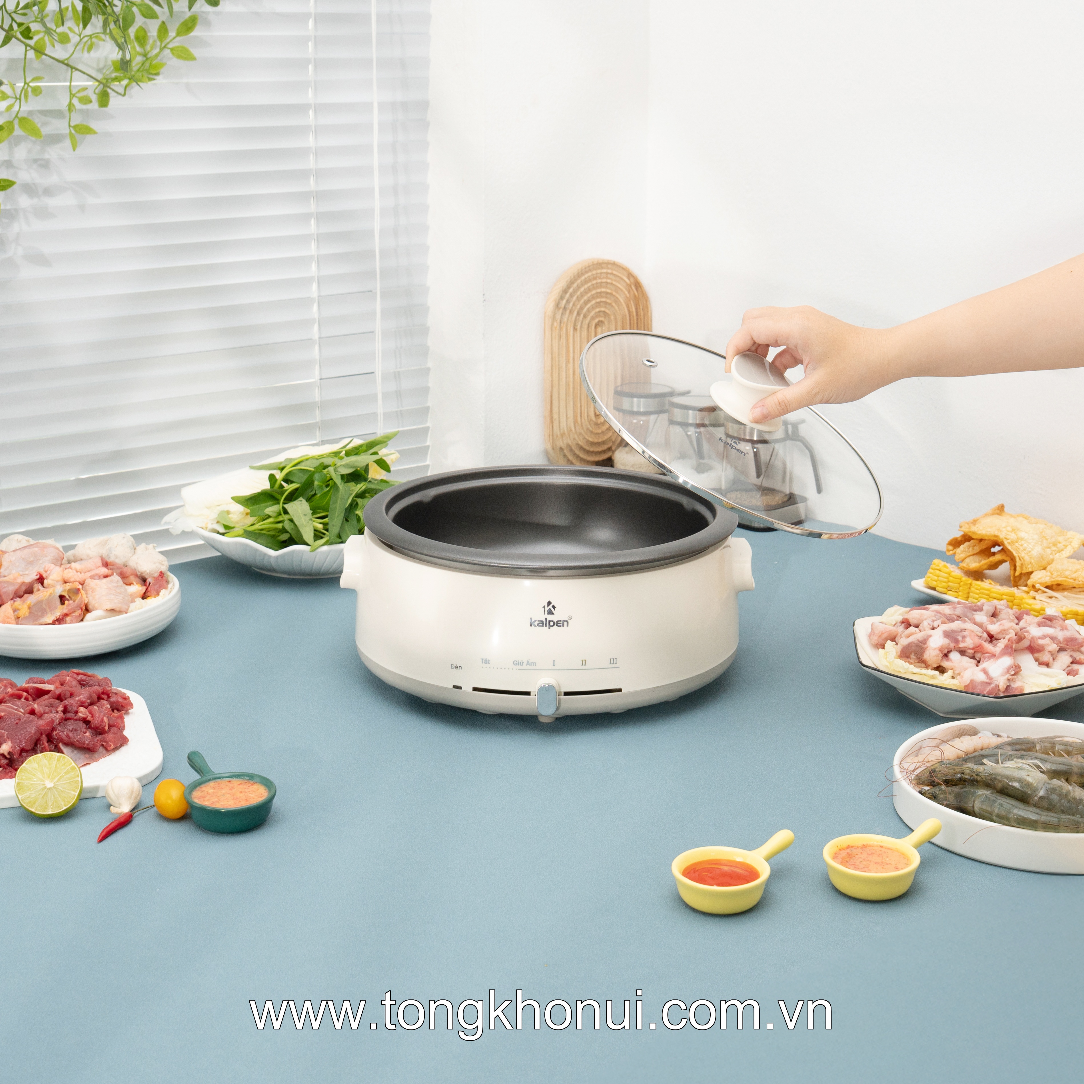 Nồi lẩu điện Kalpen 4L khay lẩu tháo rời, 1660W, P11 ảnh 4